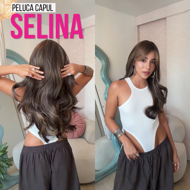 Peluca con capul Peluca Capul Selina 24 pulgadas castaño iluminado, corte en capas — imagen 2 de 2