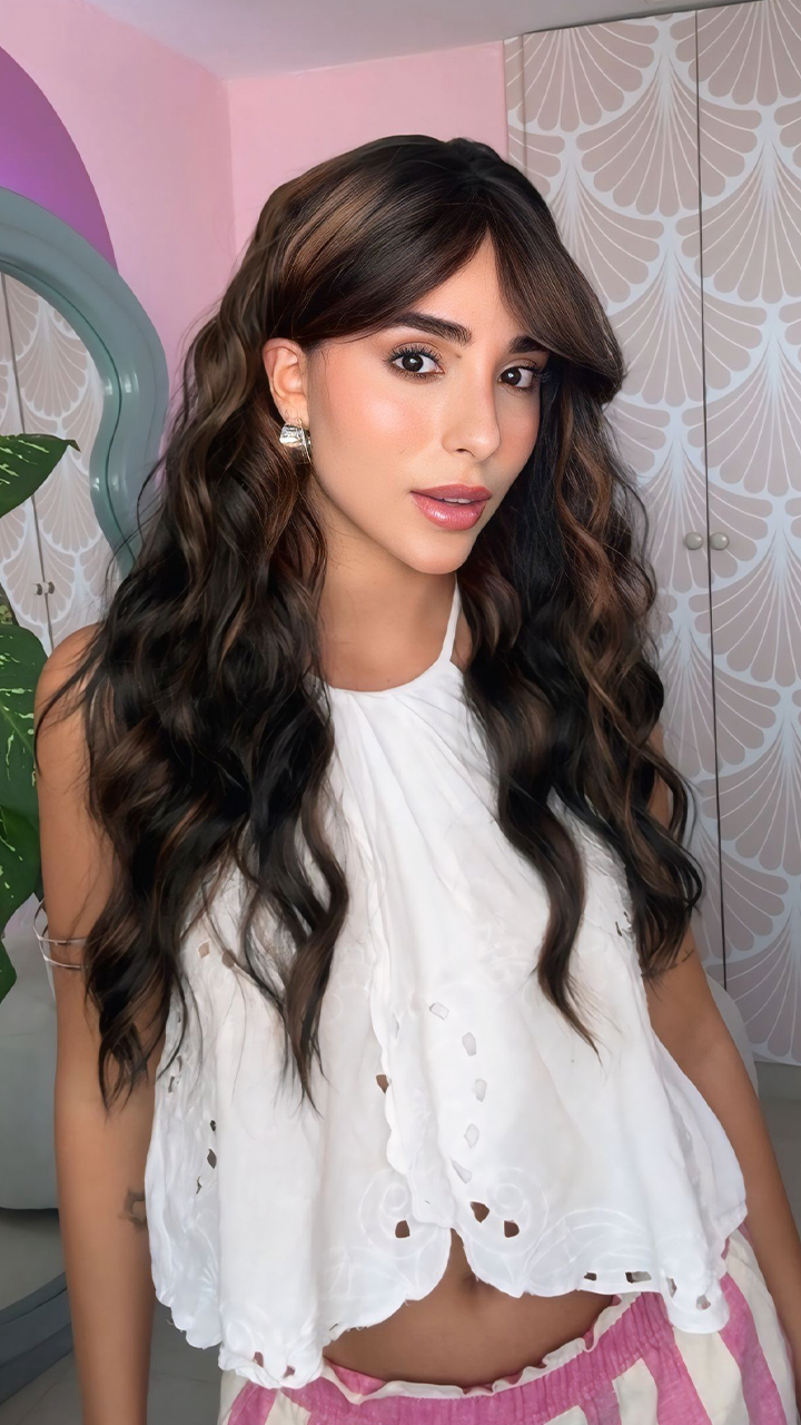 peluca capul, long, onda volumen, castaño con visos