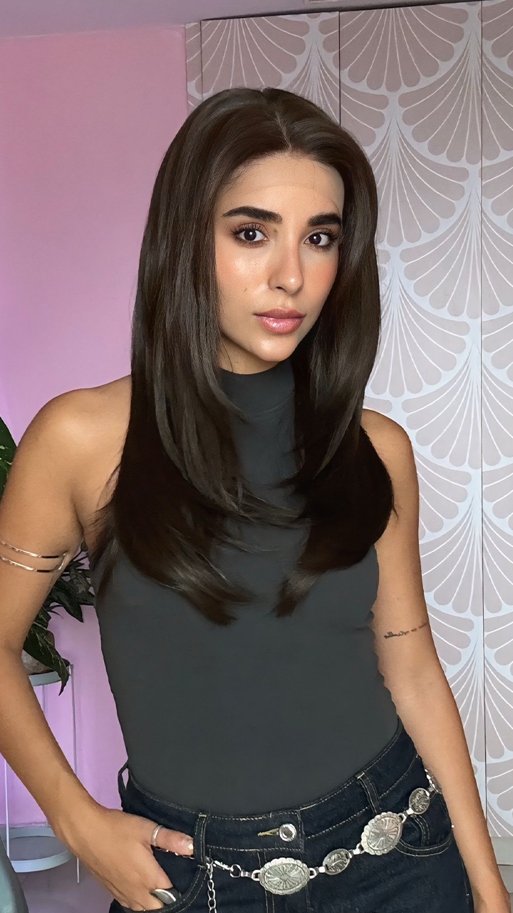 Peluca Realista, lace 13x6, midim corte mariposa, castaña