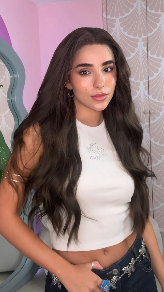 Peluca Realista, Lace 13x6 Long, Onda Sirena, Castaño Medio