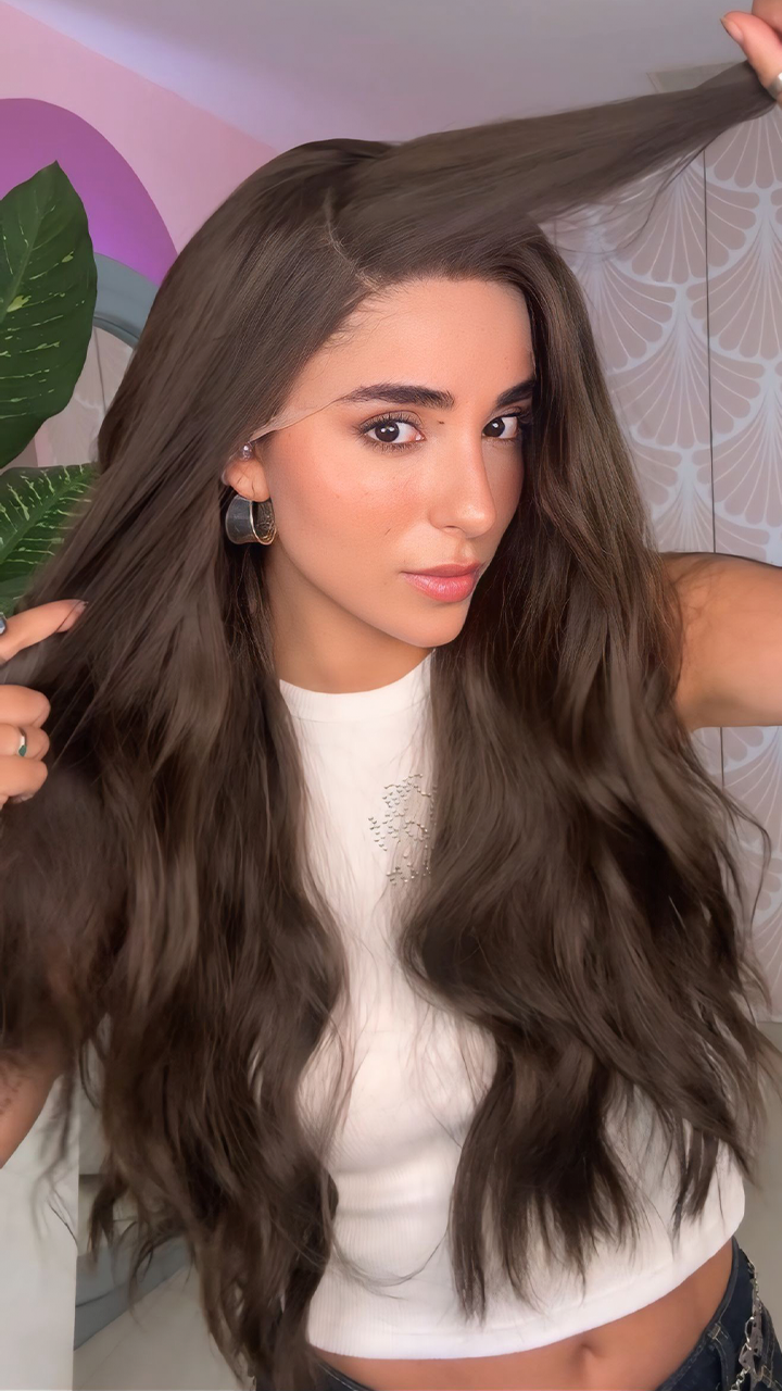 Peluca Realista, Lace 13x6 Long, Onda Sirena, Castaño Medio