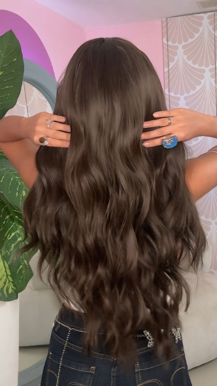 Peluca Realista, Lace 13x6 Long, Onda Sirena, Castaño Medio