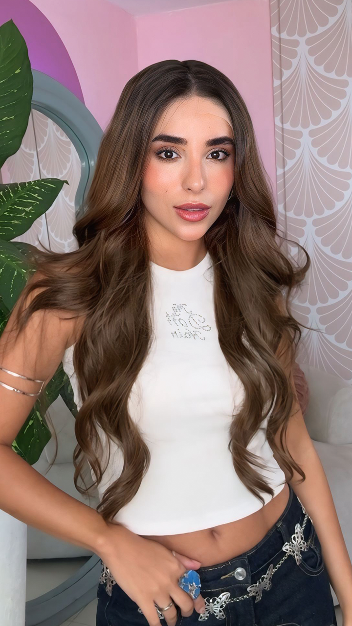 Peluca realista, lace 13x6, long, castaña base oscura, onda suave