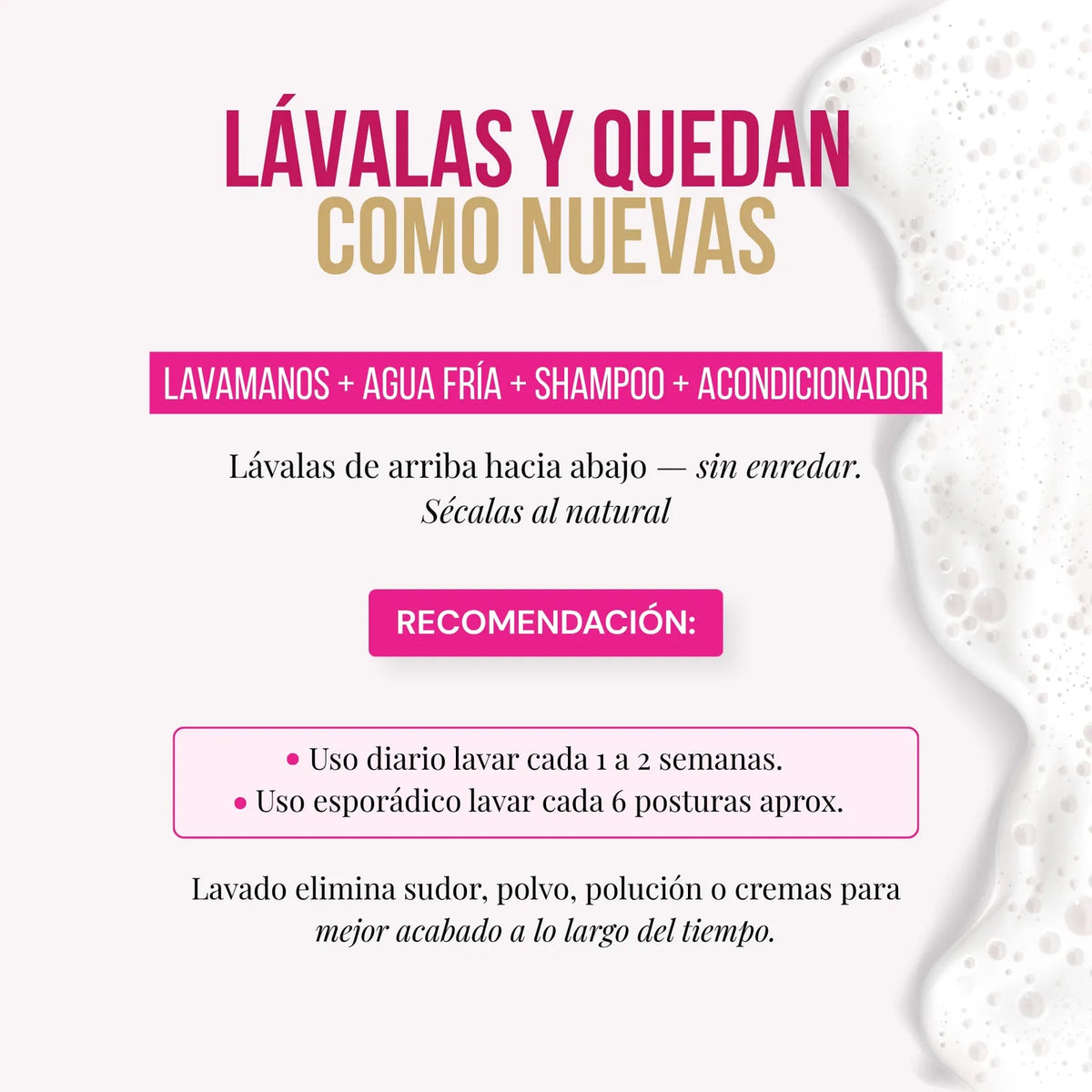 Cómo cuidar las extensiones Cosmopolitan 22" de MyDollHair — lavado y cuidado para que duren como nuevas